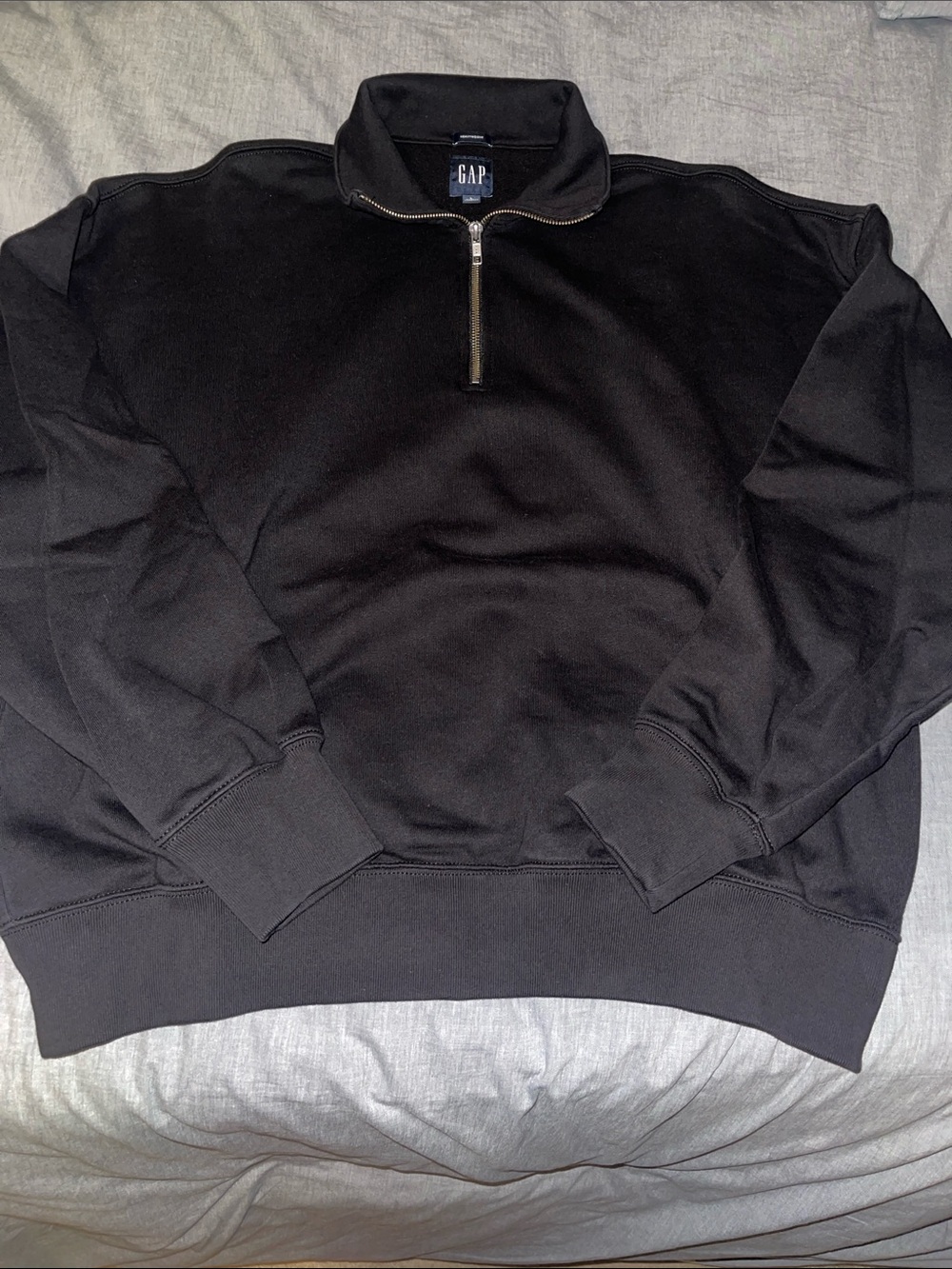 GAP Men's Black Quarter-Zip Pullover Sweatshirt. Heavyweight. Size L